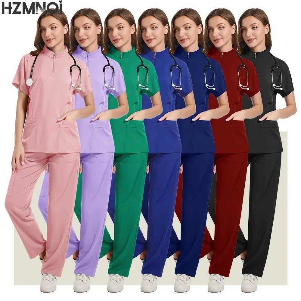 Hospital Medical Uniforms Doctor Nurse Accessories Women Casual Short Slve Jogger Suits Dental Lab Pharmacy Workwear Tops Pant X2504101