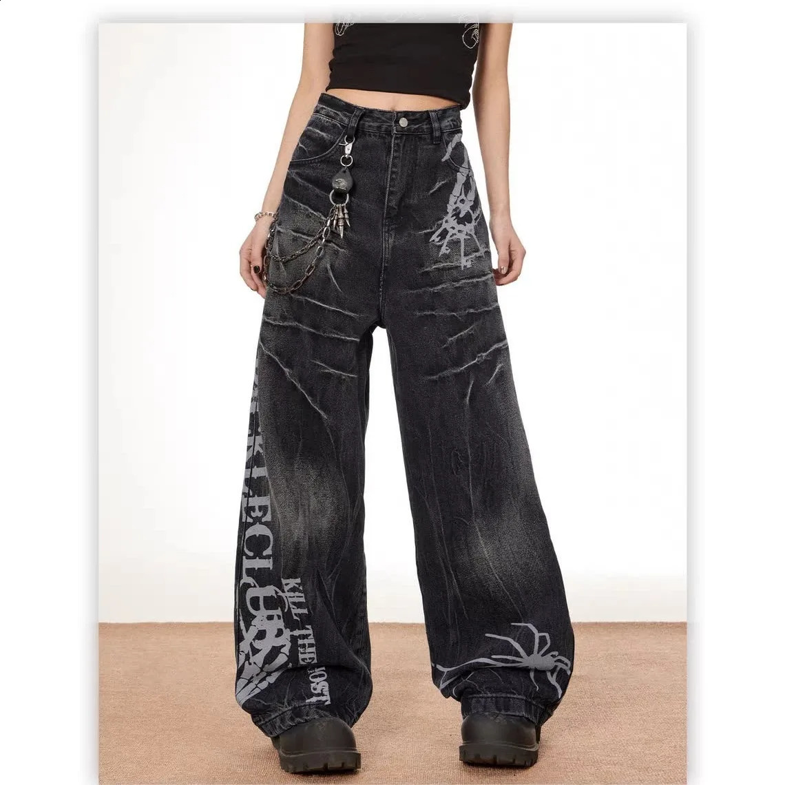 American street trend washed cat beard straight leg jeans mens and womens fashion s loose casual wide 250411Z