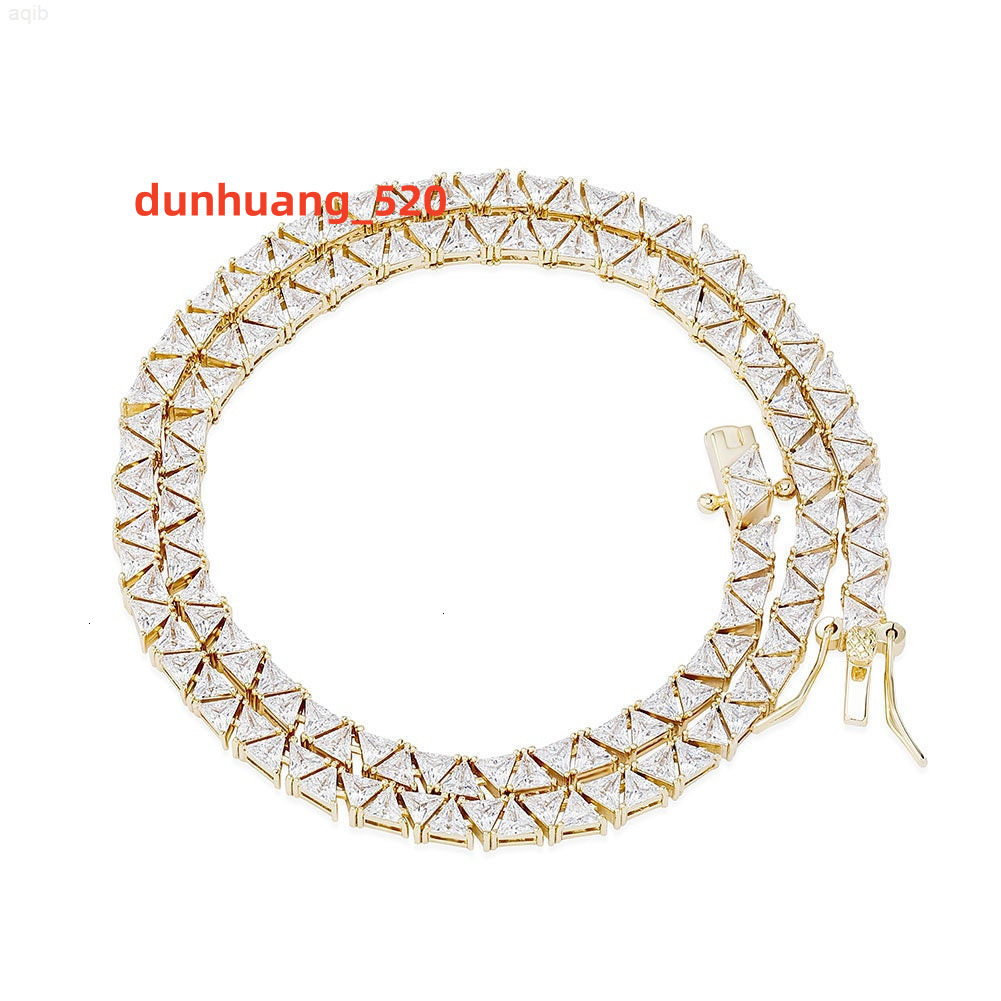 Medboo Fine Jewelry 14k Yellow Gold Vvs1 d Moissanite Tennis Necklace 5mm Tennis Chain New Triangular Jewellery Gift