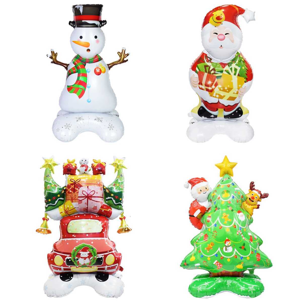 Christmas 1pc Small Stand Pedestal Christmas Theme Santa Claus Snowman Tree Elf Car Shape Foil Balloons Christmas Decoration Navidad 2026 Y251111