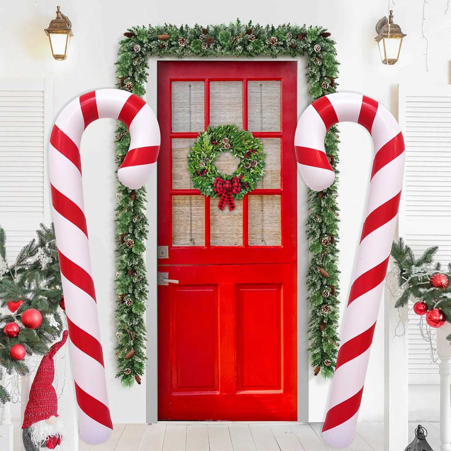 Christmas 1pcs Xmas Candy Cane Stick Christmas Candy Cane Stick Inflatable Balloon 2025 Christmas Decoration Xmas Decor For Home gift Y251111