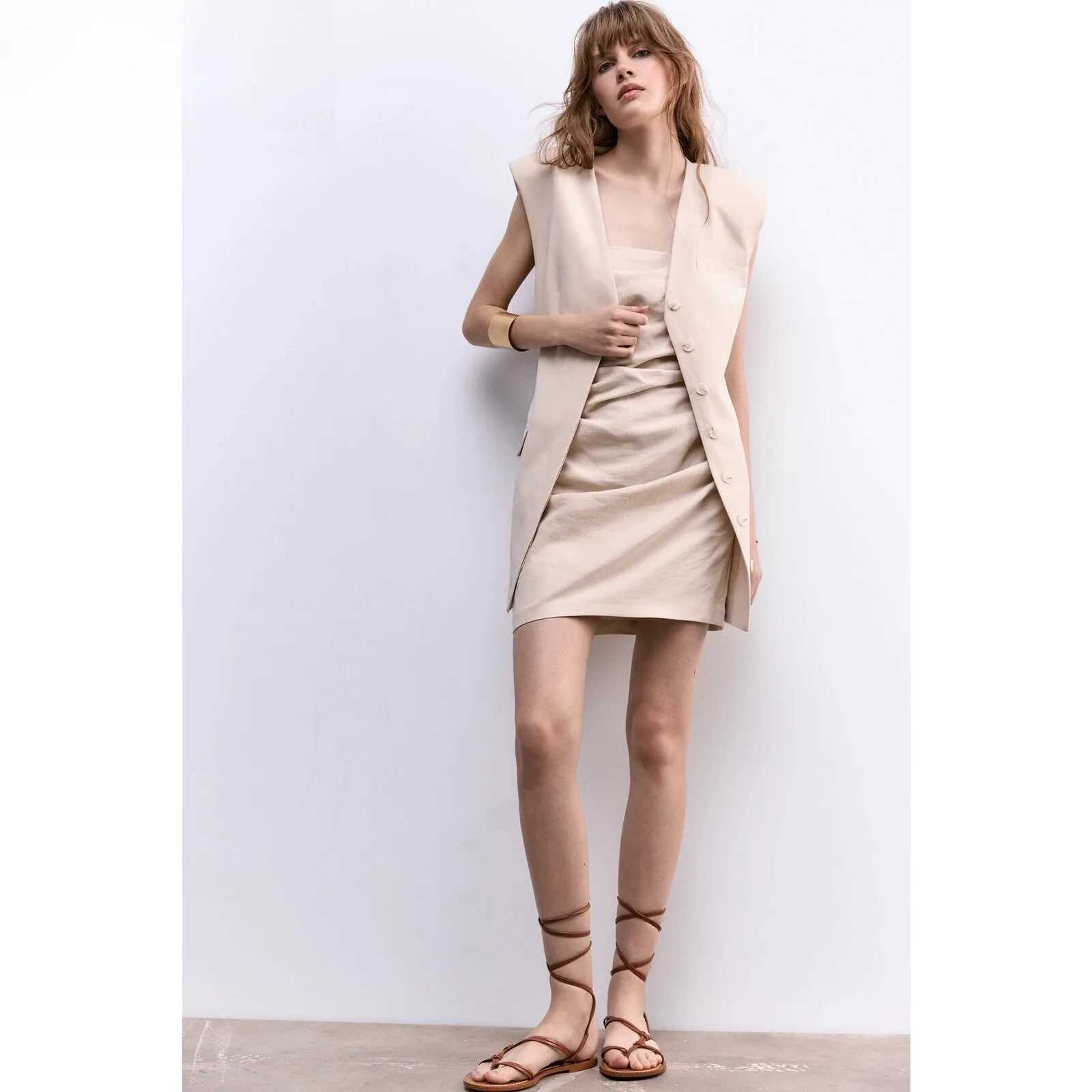 Strappy Sandals Fairy Wind 2024 Summer New Thick Bottom Fi Tie Flat Roman Holiday SandalsXJ250410