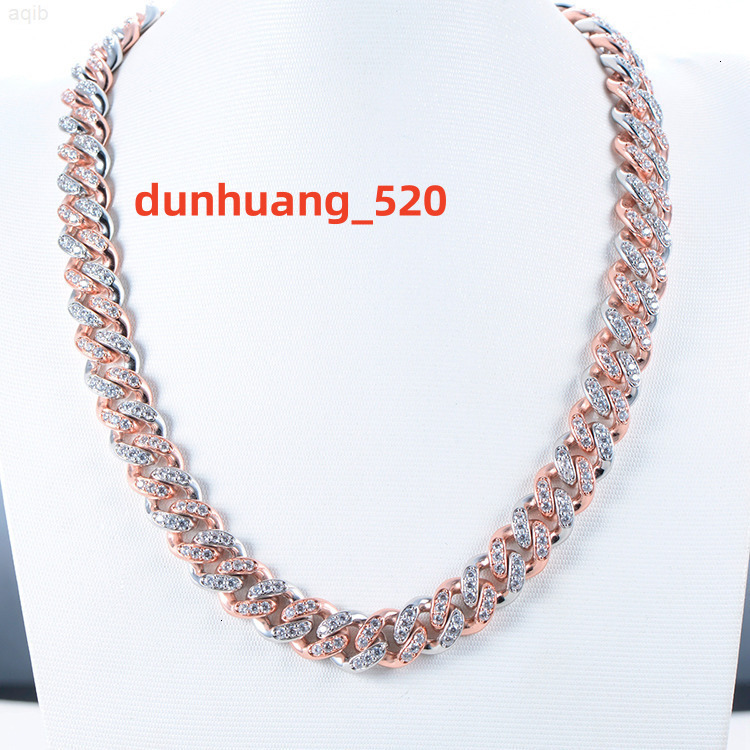 Gold Cuban Chain 12mm Hip Hop Style Cuban Link Simulated Diamond Gold Plated Fashion Party Cuban Necklace for Men