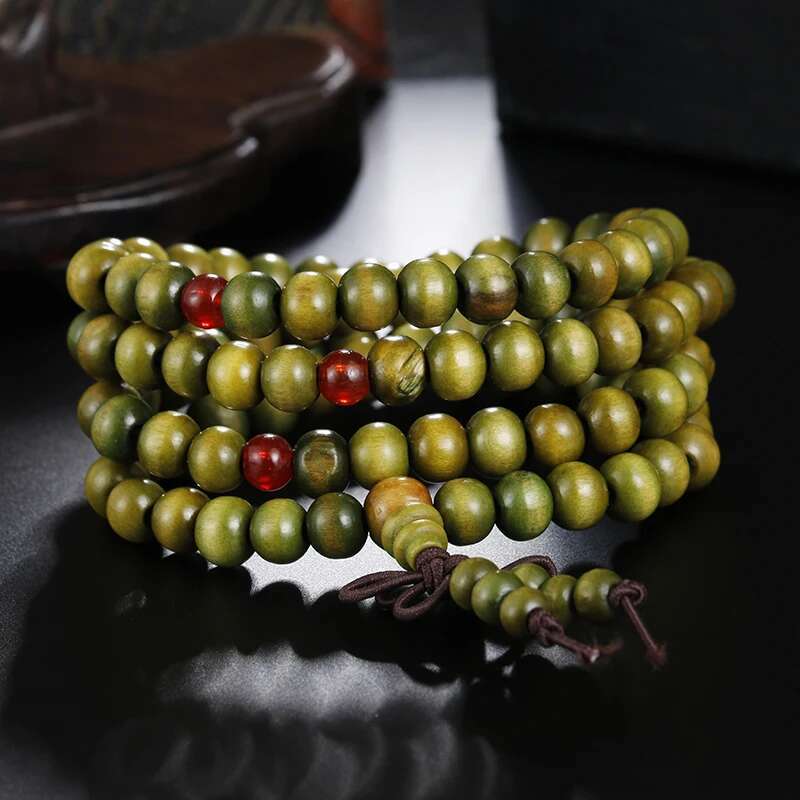 1Pcs 8mm Natural Sandalwood Buddhist Buddha Meditation Wood Prayer Bead Mala Bracelet Bangles Women Men Jewelry 108 Beads Bijoux