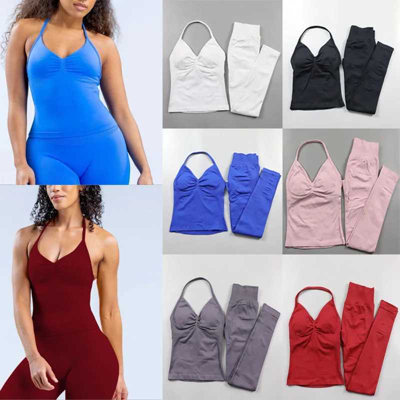 Impact Legging set womens seamless yoga set fitness clothing Scrunch Bum gym leg pad vest sportswearW250411