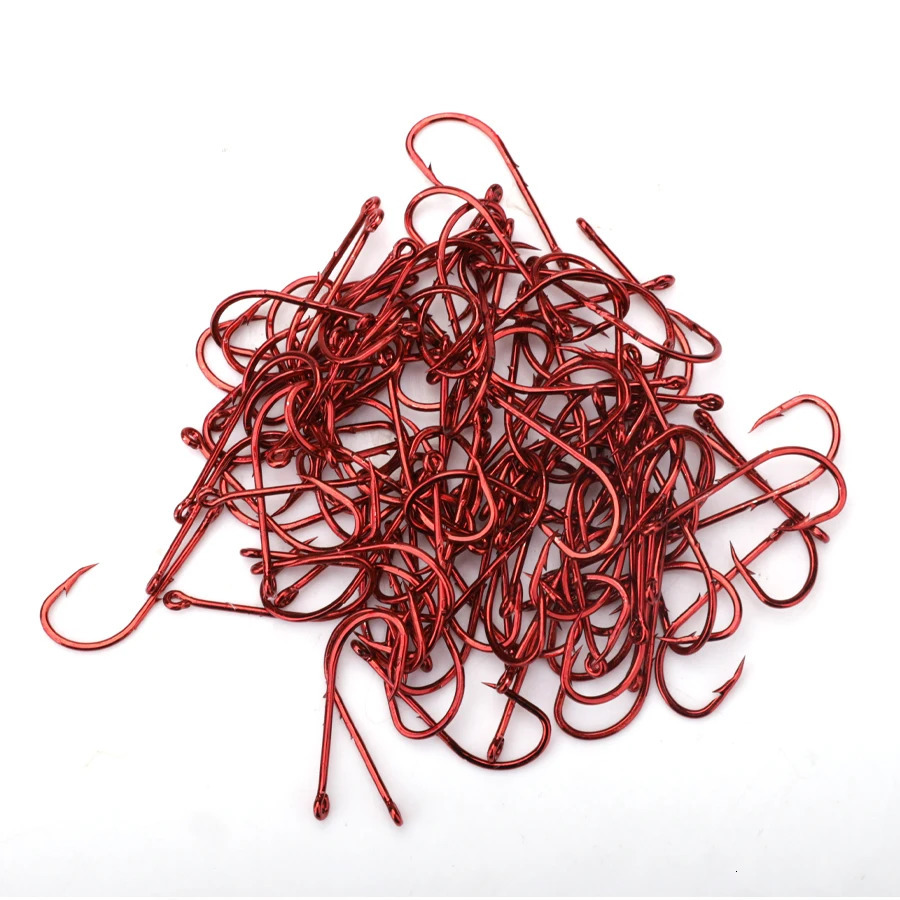 FTK High Carbon Steel Fishing Hook Double Barb Red 104050pcs 110100pcs Fishhook Baitholder Hook Carp Fishing 251103