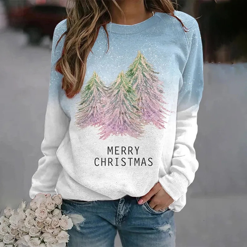 Horse Christmas Tree 3D Print Raglan Sleeve Sweatshirts Womens Oversized Pullovers Hoodies Female Streetwear Woman Clothing 251105
