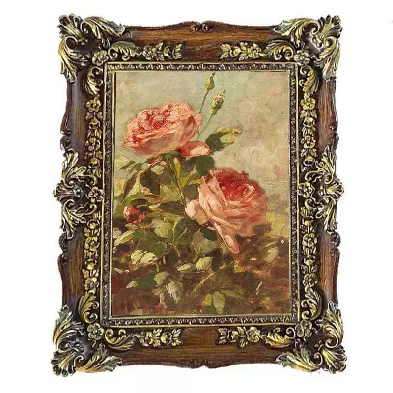 Retro European Style Relief Resin Photo Frame Decoration Artistic Light Luxury Carved Flower Wall Hanging Home Decor L251110 H260306