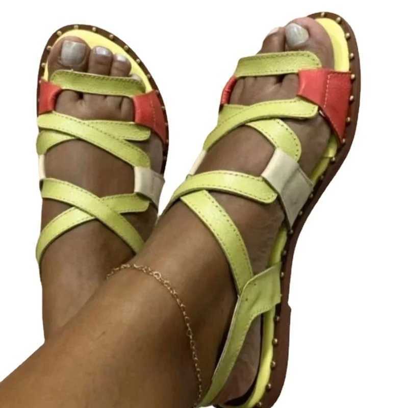 Womens Sandals 2022 New Gladiator Summer Sandals Flat Shoes Womens Roman Style Summer Chaussure Womens Flat ShoesXJ250410