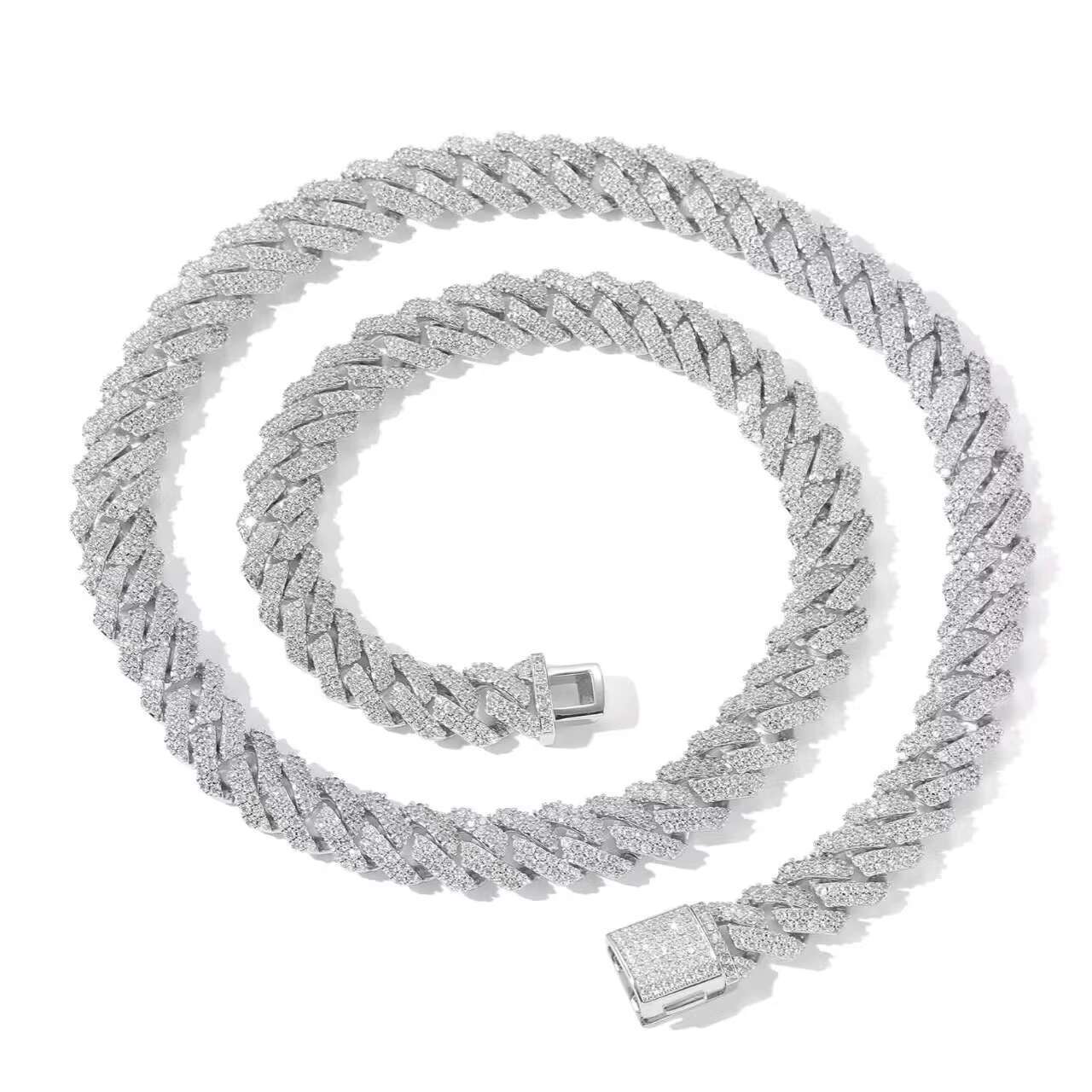 Cubana Hip Pop Jewelry 925 Sterling Silver High Quality VVS Moissanite Iced Out Cuban Link Chain Men Necklace