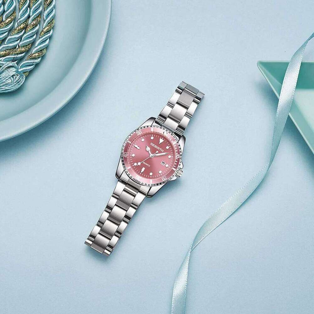 REBIRTH Original Fashion Business Stainless Steel Strap Automatic Date Waterproof Women's Watch