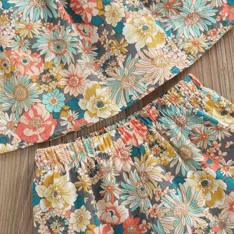 1-5 year preschool girls summer set sleeveless and backless vest+elastic band floral pants for girls casual 2-piece setXJ250410