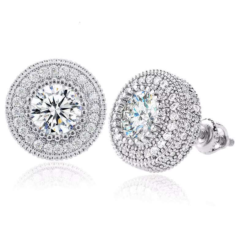 Wholesale Stud Earrings Men European Style Jewelry 925 Silver Anti Allergy Never Fade Iced Out Hip Hop Jewelry Stud Earrings