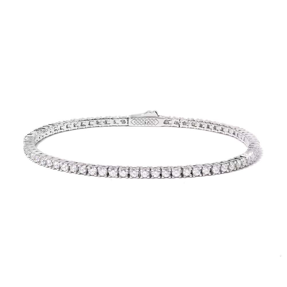 Hip Hop Jewelry 2mm Silver Moissanite Tennis Bracelet/Necklace with Secure Spring Clasp - Urban Chic Accessories