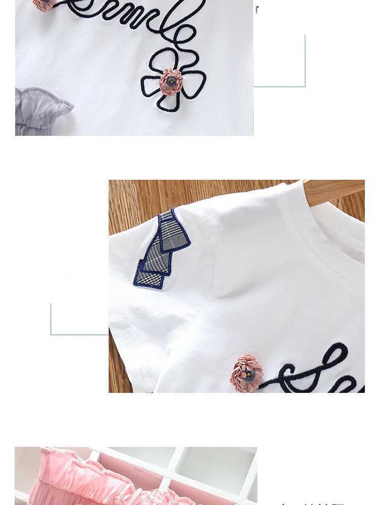 2023 Summer Girls Clothing Set Childrens T-shirt+Wide Leg Pants Set Childrens Short Sleeve Baby Clothing Set 3 to 10 YearsXJ250410