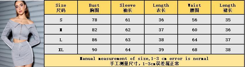New One Shoulder Design Long Sleeve Top for Women in Autumn, High Waist, Drawstring, Hip Wrapping Short Skirt