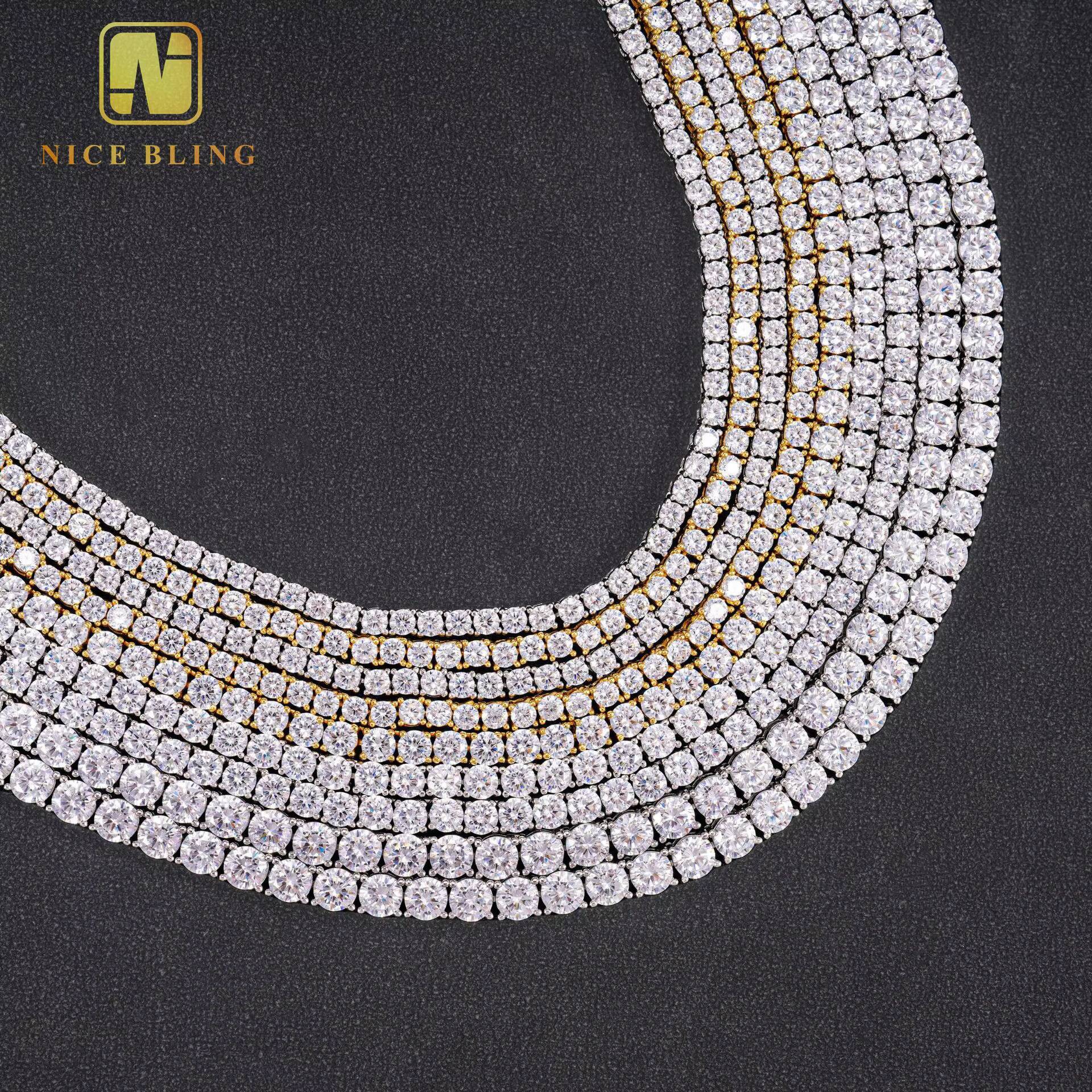 Manufacturer Direct Selling 925 Silver Cubic Diamond Chain Necklace Hip Hop Jewelry Iced Out Tennis Chain