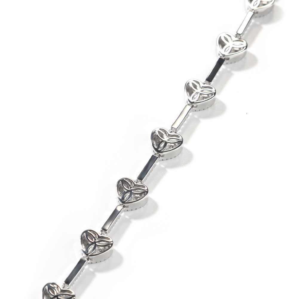 Hip Hop Love Heart Shaped Charms Tennis Chain Necklace Bracelet 14k Gold Plated Copper Prong Bling Baguette Cubic Zircon Luxury Fine Quality Party Rap