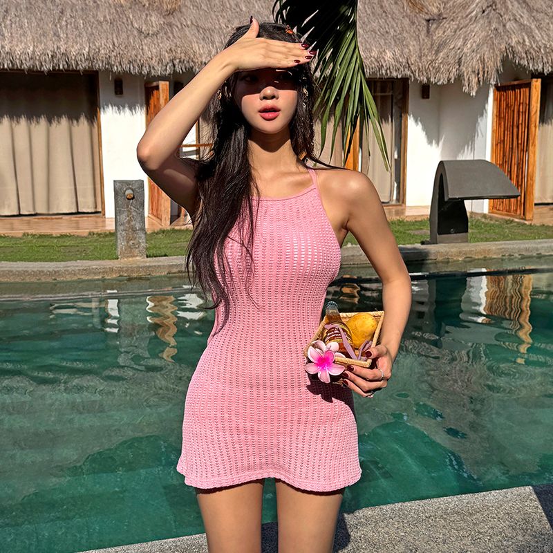 Manufacturer wholesales Korean Ins style solid color one-piece bikini swimsuits, suitable for women