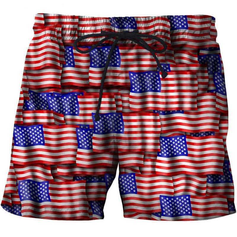 Mens swimsuit shorts American flag 3D surfboard childrens beach shorts American flag swimsuit sports pantsW250410