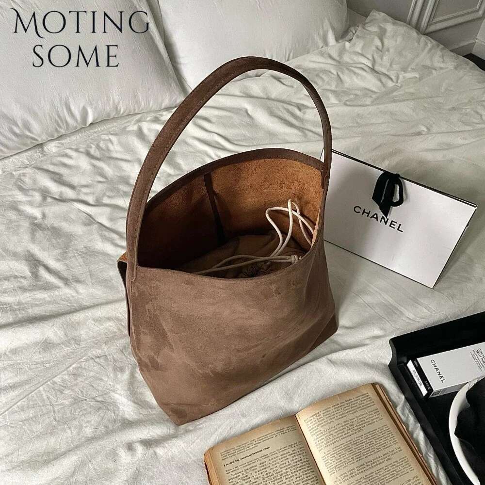 Motingsome Suede Women Designer Purses Lazy Style Underarm Crossbody Shoulder Winter New Hobos Large Bag 2024