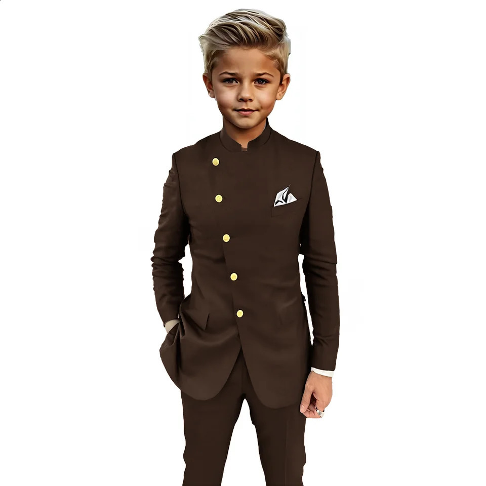 African Style Suit for Kids Classic Boys Suit Wedding Tuxedo 2-piece Set Long Blazer Pants Custom Clothes for Boy 250410