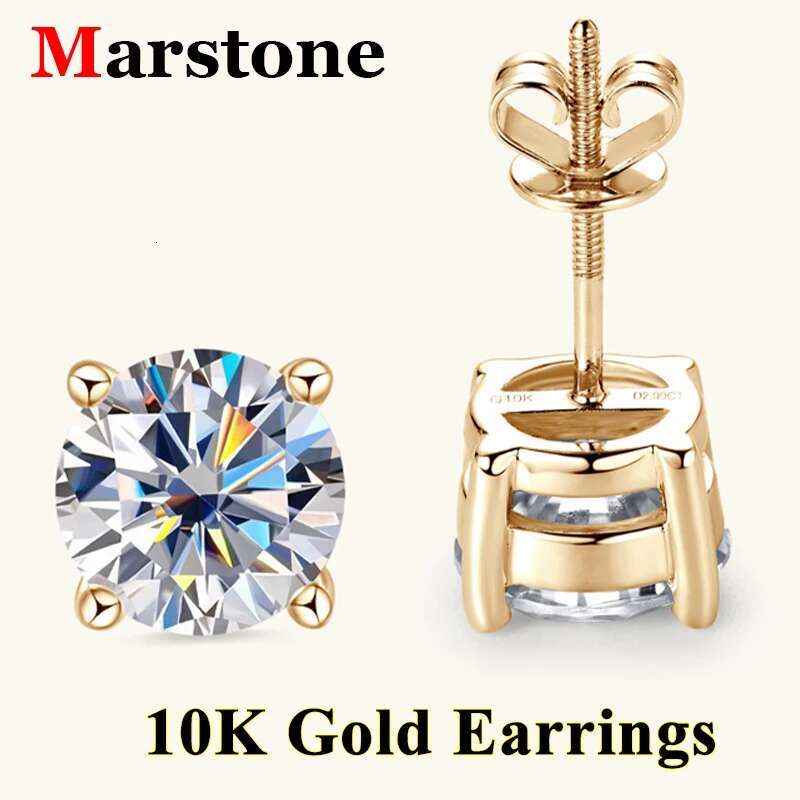 10K 0.1-2CT D Color Moissanite Diamond Stud Womens Earings Pure 10K White Gold Top Quality Earrings for Women Girls Gift