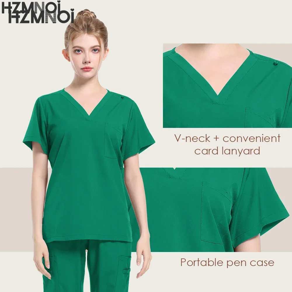 New Unisex Medical Uniforms for V-neck Nurse Scurbs Set Women Hospital Doctor Workwear Oral Dental Surgery Medical Uniforms X2504101