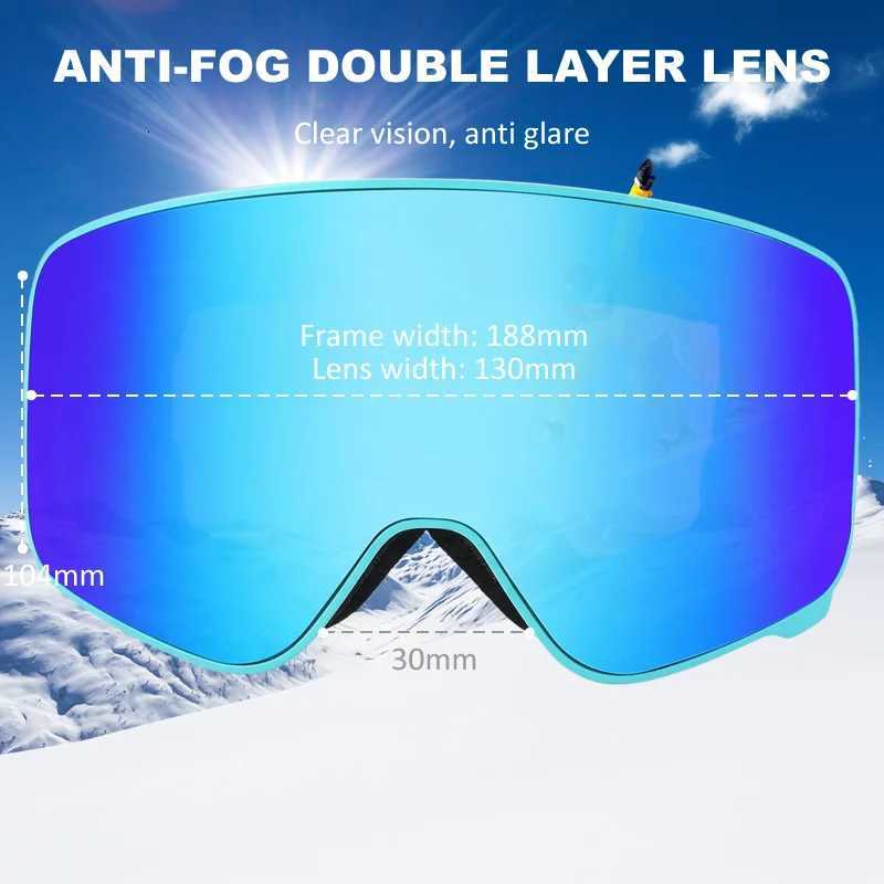 New Ski Goggles Double-layer Cylindrical Lens Anti Fog Adult Youth Anti-Fog Snow Sports Snowmobile Snowboard OTG Glasses Eyewear K251110