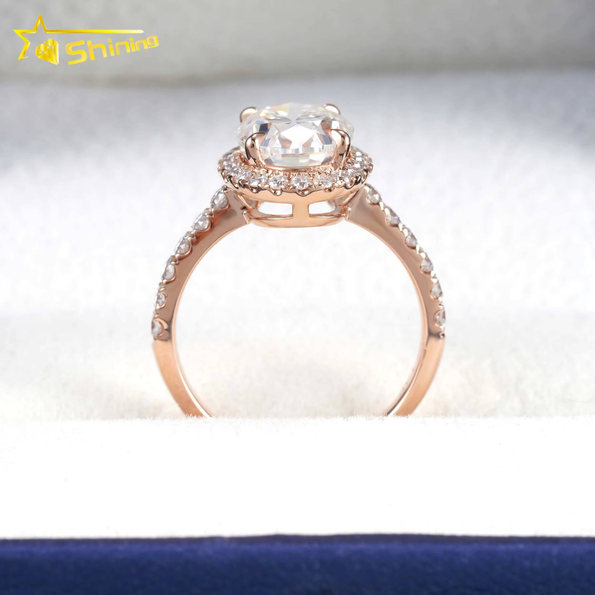 Fine Jewelry 14K Solid Gold D Color VVS Oval Cut Moissanite Diamond Ring Custom Women Diamond Engagement Wedding Rings