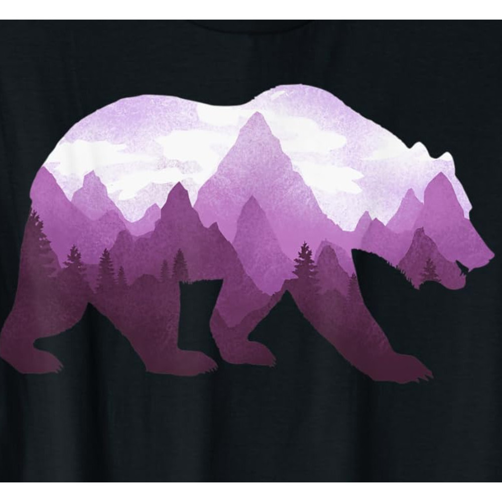 T shirt for Mens Bear Double Exposure Surreal Wildlife Animal Graphic Tops Clothes Short sleeve Fashion patterns