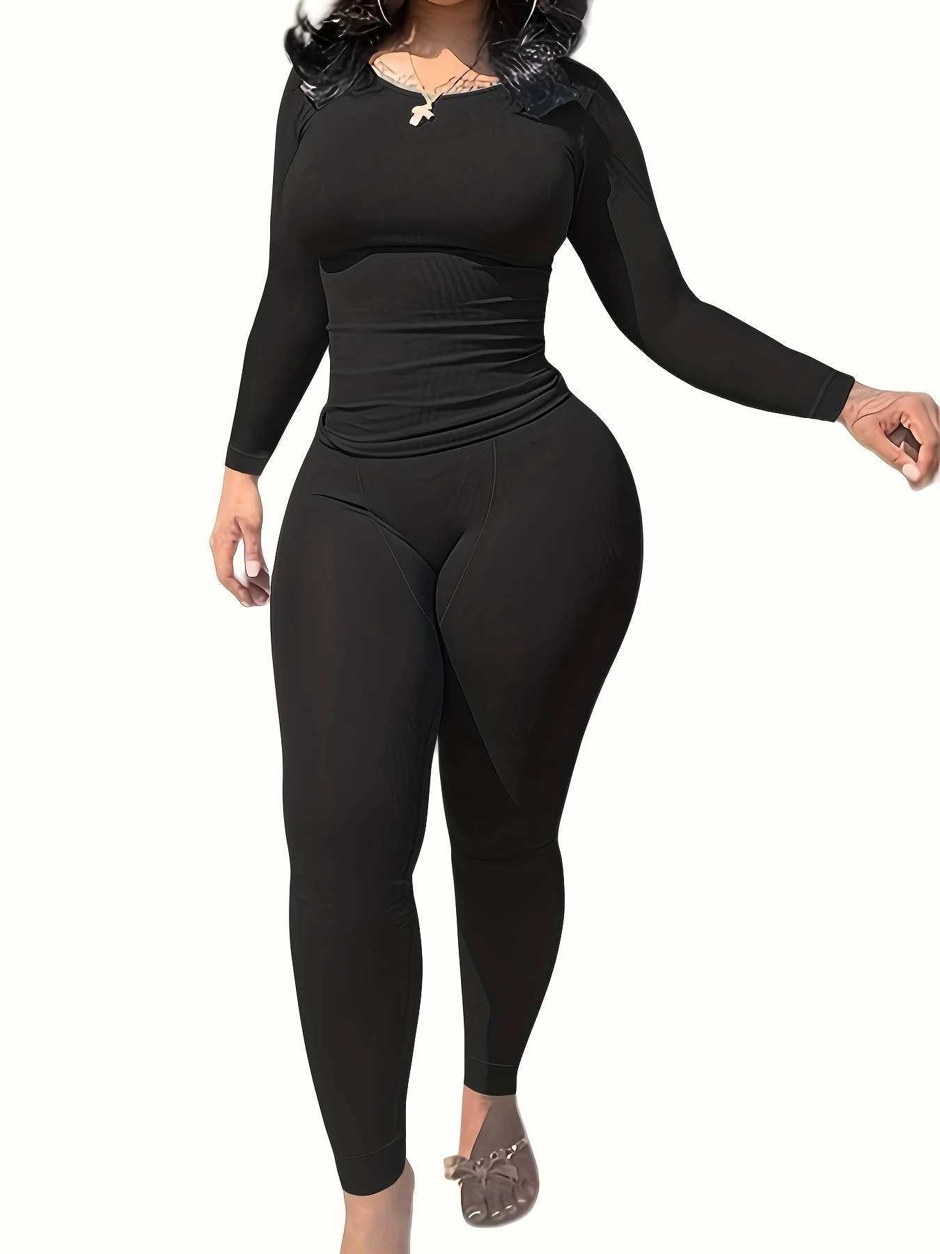 Womens clothing long sleeved and leg set sportswear 2-piece set womens setW250411
