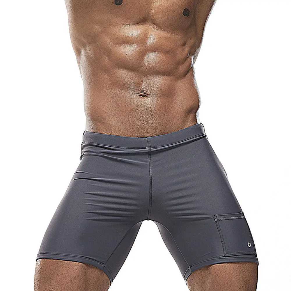 Trunk swimwear swimming and fitness pants solid stretch outdoor casual bath pants beach professional swimwear Trunk mens swimwearW250410