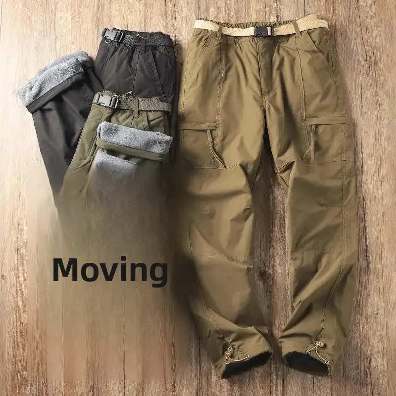 Outdoor Hiking Pants Mens Thickened Fleece Windproof Waterproof Soft Shell Straight Leg Workwear Trousers Cold Resistant Warm 251110
