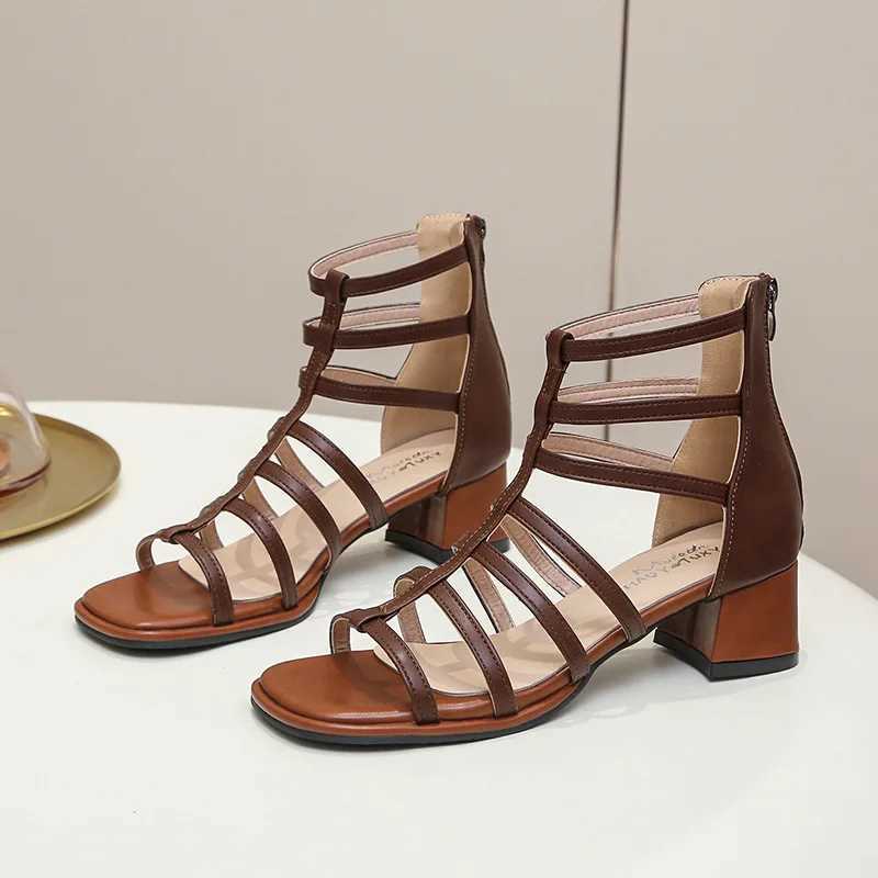 Womens Summer New High Heel Platform Boots Womens Fi Square Toe Hollow Sandals Solid Color Sexy Party Dress SandalsXJ250410