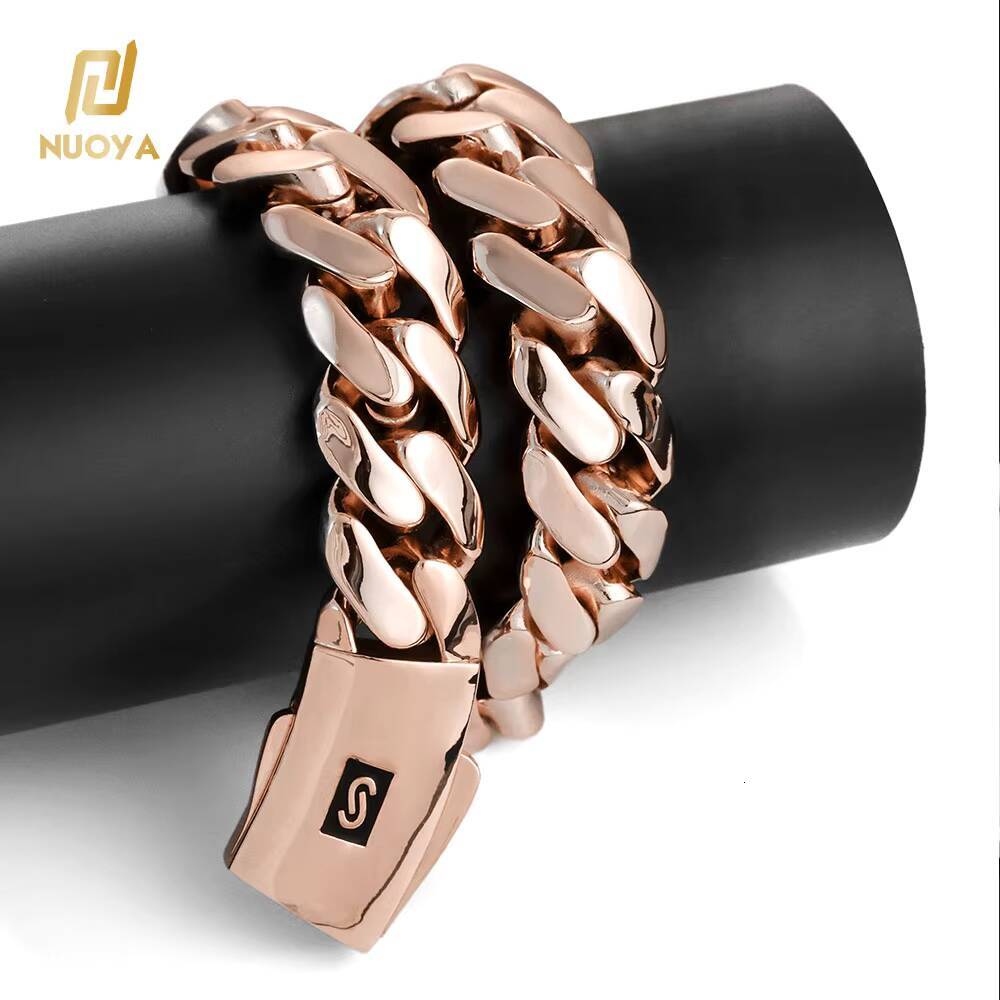 NUOYA Chunky 20mm Cuban Chain Bracelet 925 Silver Smooth Clasp Monaco Style Hip Hop Jewelry Gift