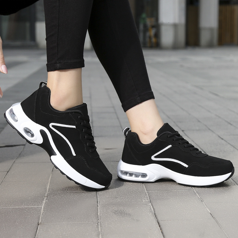Free Shipping Air Cushion Sneakers Autumn Winter Running Shoes Plus Size Leather Sport Shoes for Women