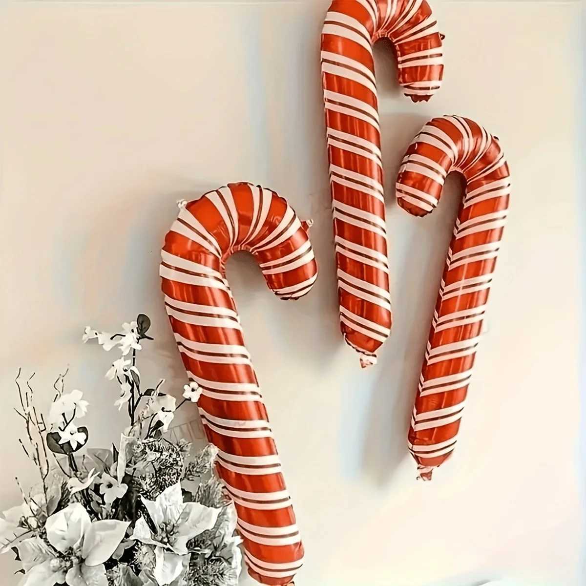 Christmas 10pcs Christmas Candy Cane Stick Balloons Outdoor Candy Canes Decor for Xmas Decoration Supplies Navidad Decoration Supplies Y251111