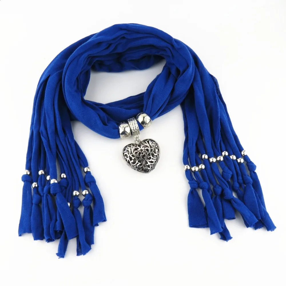 fashion ethnic polyester plain weave tie dye tassel hollow peach pendant jewelry scarf necklace womens scarf 250409