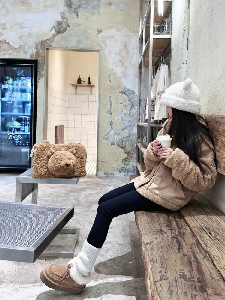 2025 Autumn And Winter New Plush Bear Doll Shaped Single Shoder Wens Bag Large Capacity Portable Cputer Tote Bag Trendy H251111