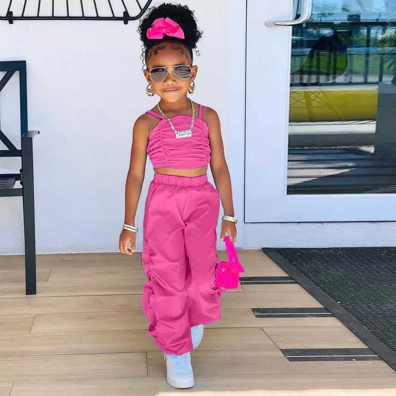 1-8 year baby and childrens summer womens sleeveless top+commodity pants 2 pieces/set childrens fashion clothing girl setXJ250410