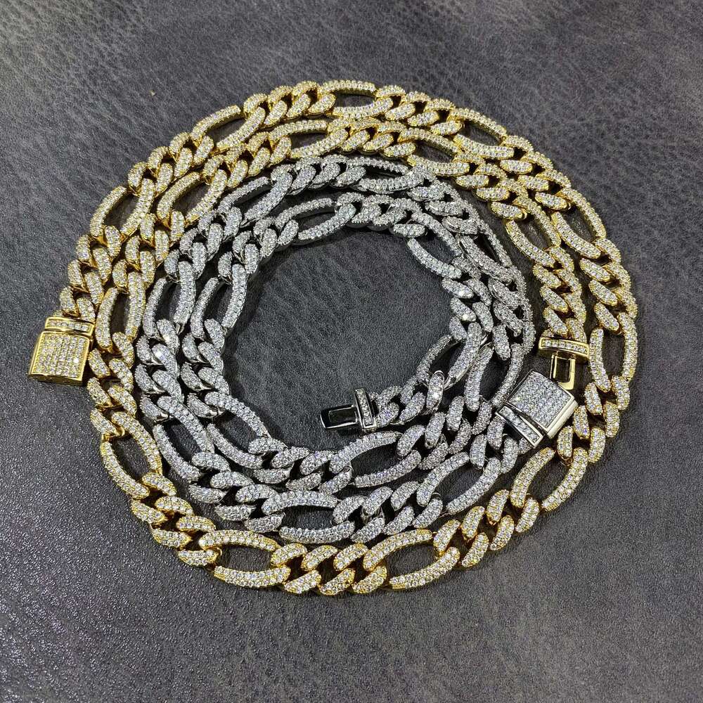 925 Sterling Silver VVS D Colour Moissanite LINK Chain Hip Pop Necklace Iced Out Cuban Cut Chain Choker Men Necklace Chain