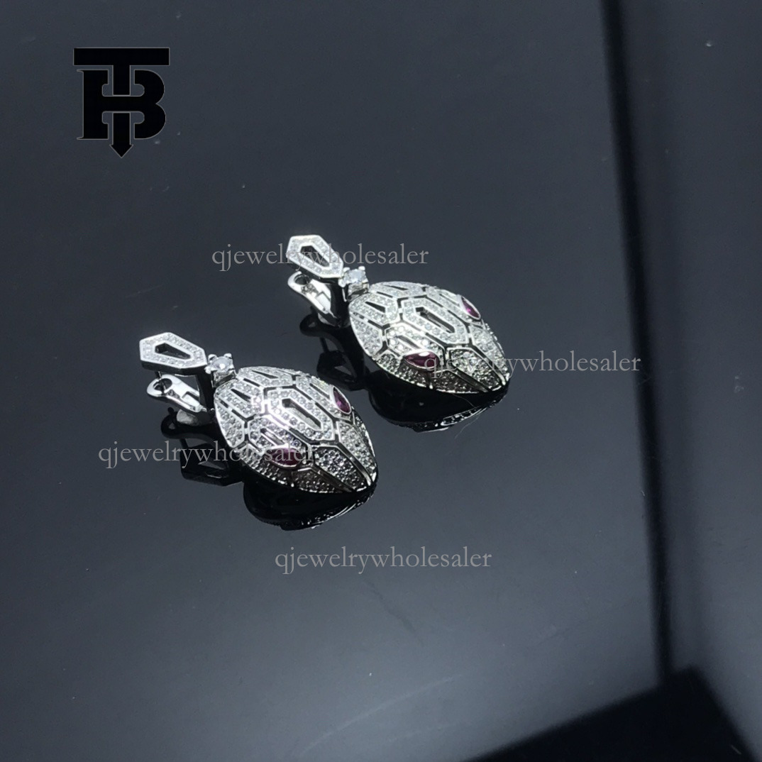 TB BHULAMTE Designer Earrings European And American New Trendy Women's Snakehead Full Diamond Earrings High Luxury Jewelry Fashion Gift