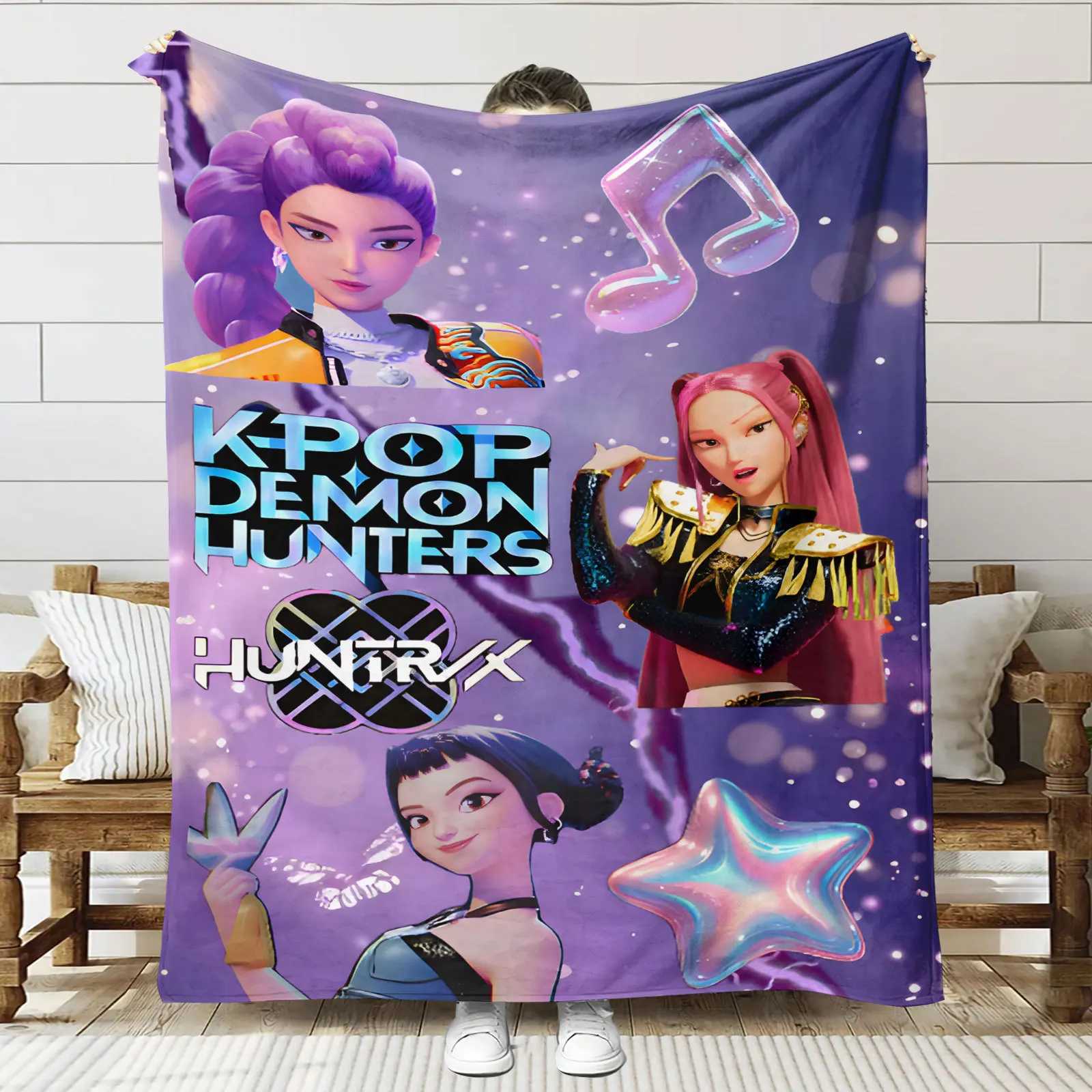 Blanket K-POP Demon-Hunters Blanket s For Office Home Camping Nap Leisure Sofa Blanket s Warm Birthday Gifts For Girls Huntrix Blanket s C251111