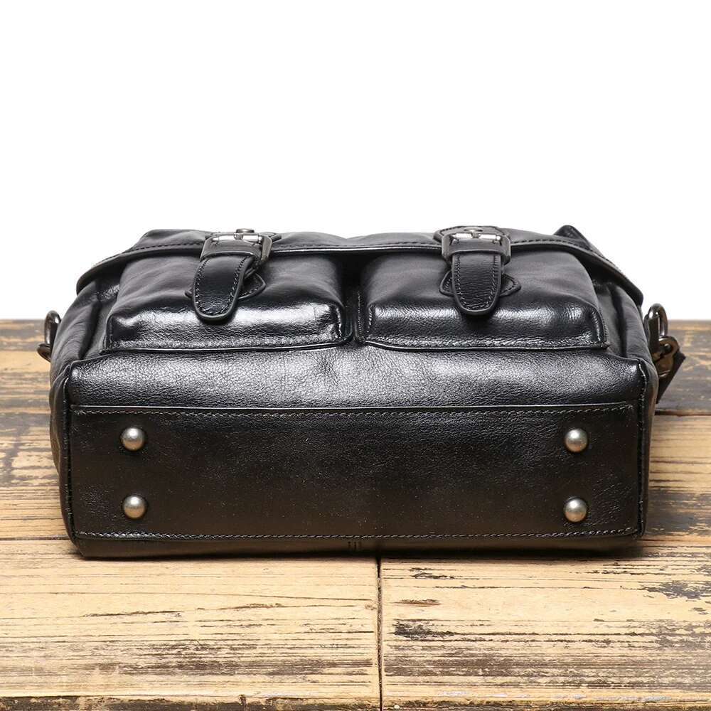 LUOKIR New Handmade Leather Men's Crossbody Minimalist Style, Fashionable Shoulder Bag, Artistic Retro Casual Messenger Bag