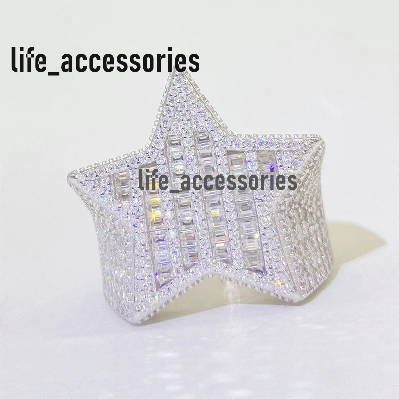 Hip Hop European and American Mens and Womens Rings Ins Fashion Trend Diamond S925 Silver Inlaid Vvs Moissanite Ring