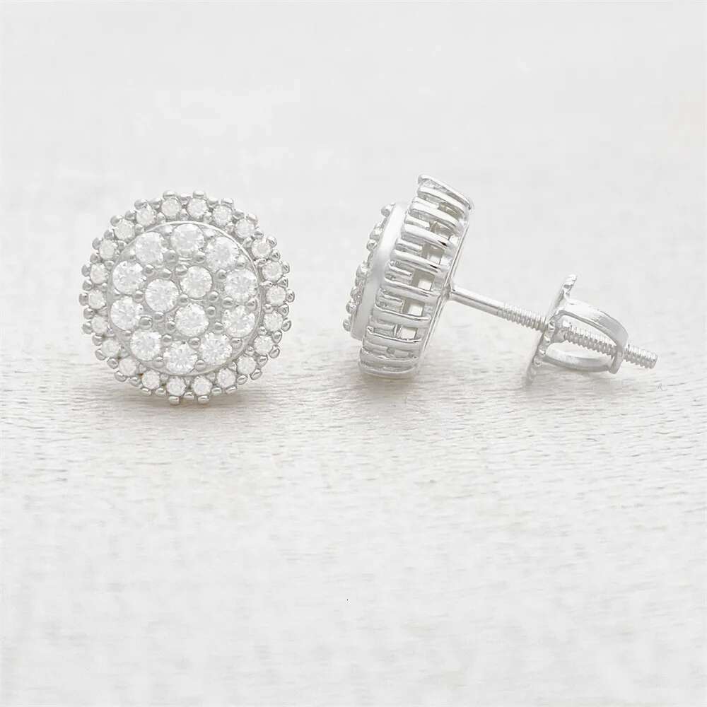 Full Moissanite Diamond Earrings D Color VVS 925 Sterling Silver Yellow Gold Hip-hop Earrings for Women Men