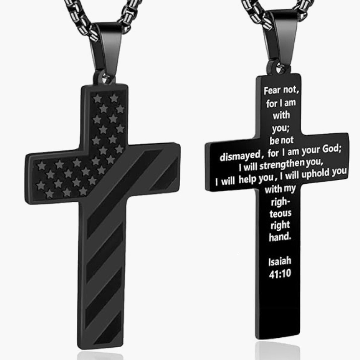 New Stainless Steel American Flag Graphic Engraving Necklace Cross Sports Style Niche Jewelry