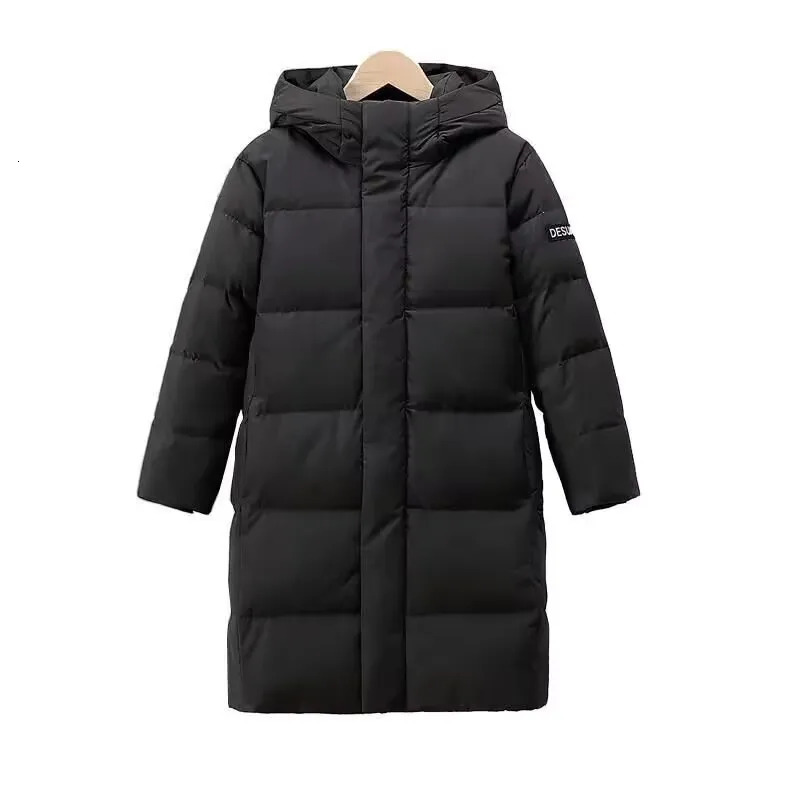 30 Boys Down Jacket Long Ultra Thick Parkas Black Child Hooded Warm Coats Winter Clothes For Girls Padded Snowsuit 2501105