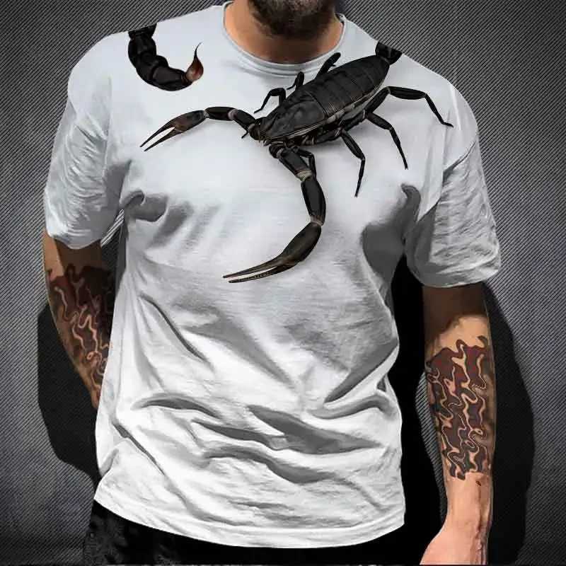 Animal scorpion 3D printed oversized T-shirt Y2K mens clothing short sleeved hip-hop T-shirt mens street clothing top gym T-shirt M250411